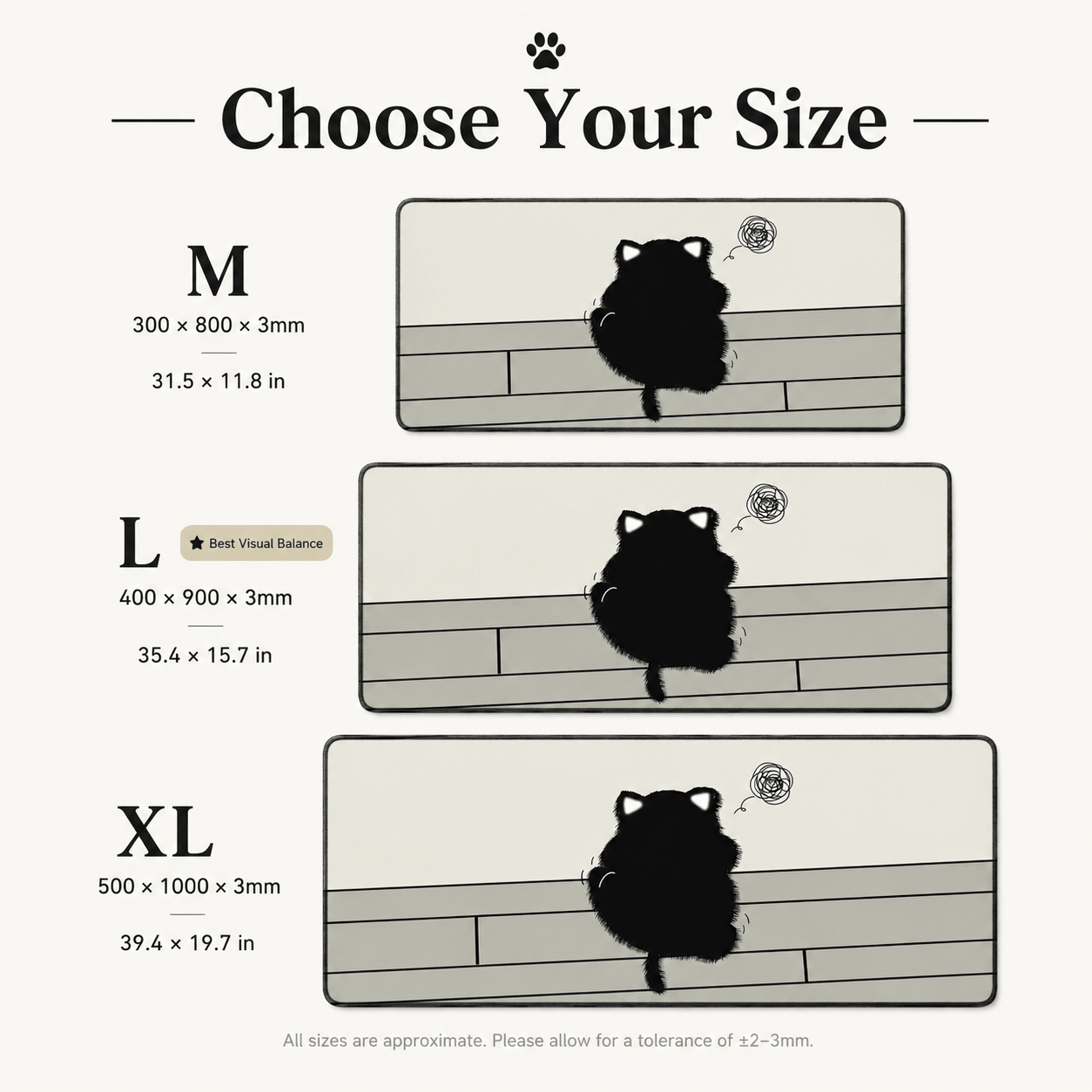Fluffy Black Cat Large Desk Mat – Non-Slip Extended Mouse Pad for Cozy Desks