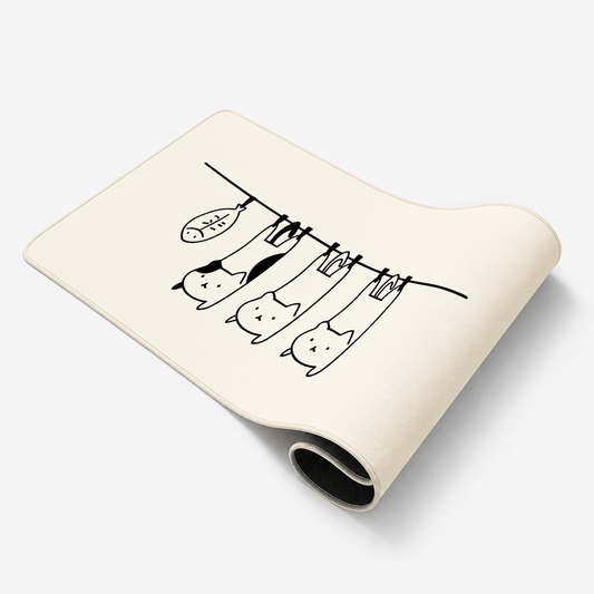 Hanging Cats Large Desk Mat – Non-Slip Extended Mouse Pad