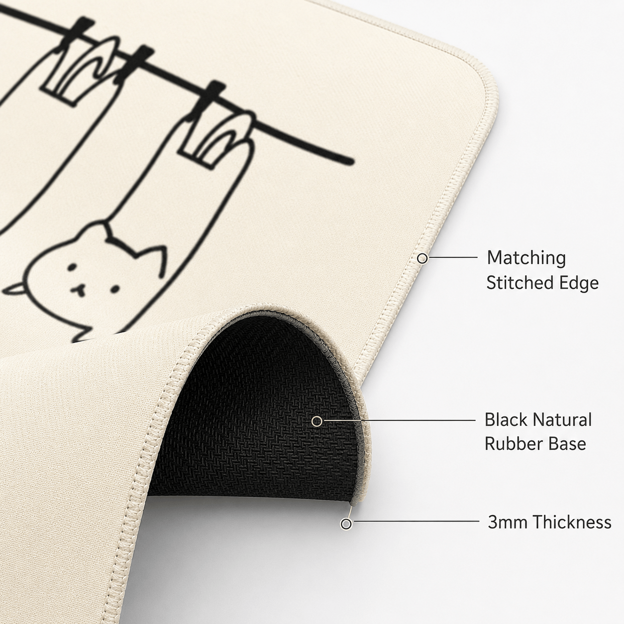 Hanging Cats Large Desk Mat – Non-Slip Extended Mouse Pad