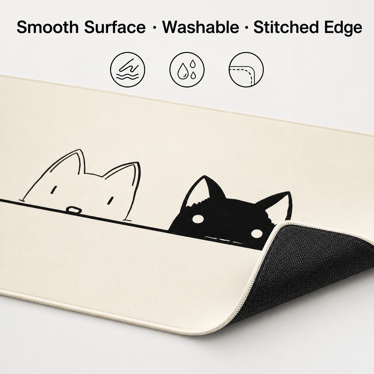 Peeking Cats Large Desk Mat – Non-Slip Extended Mouse Pad
