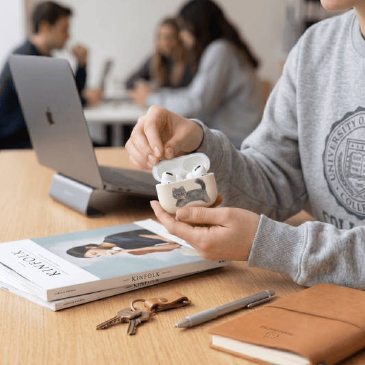 Lucky Cat AirPods Case with Beaded Wrist Strap product image