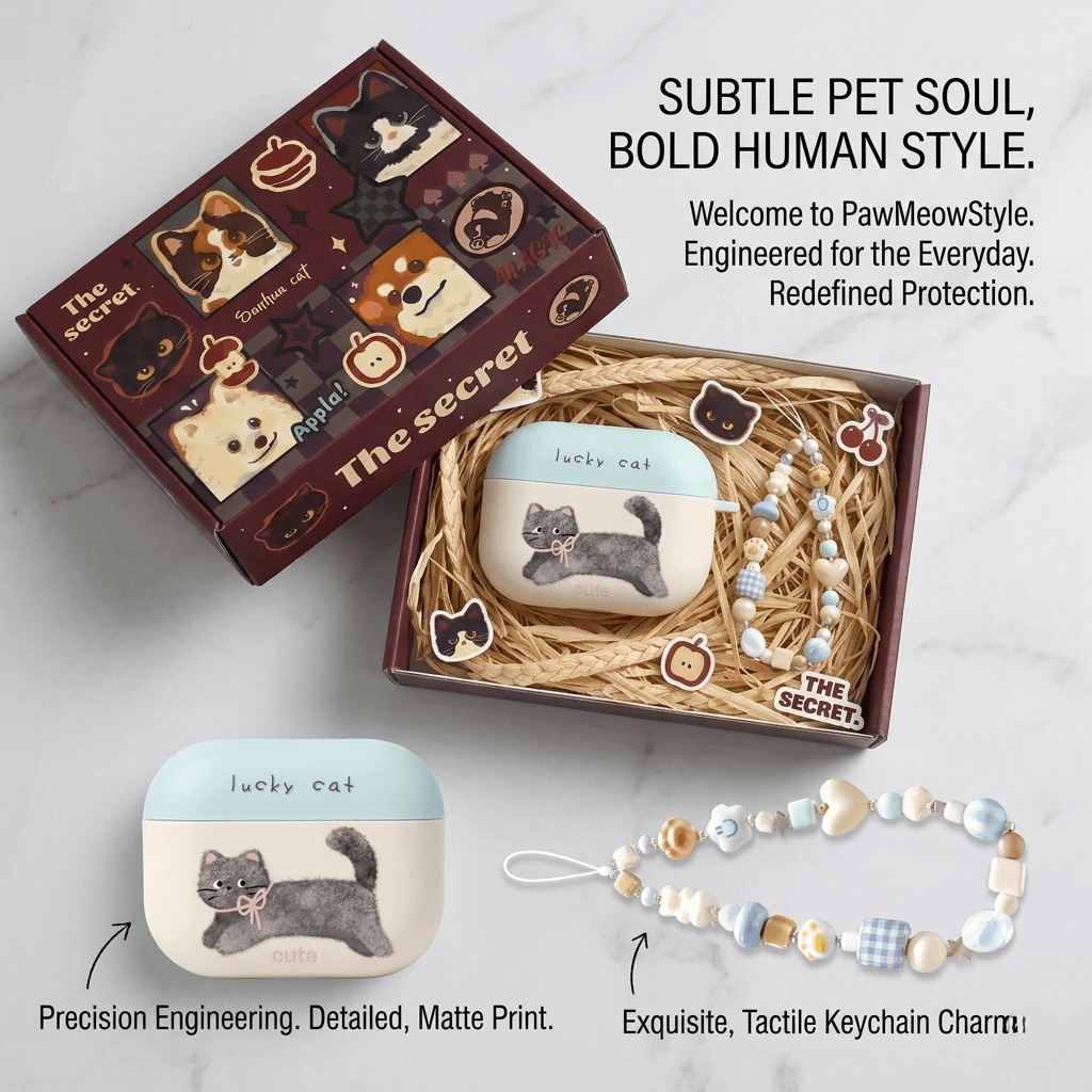 Lucky Cat AirPods Case with Beaded Wrist Strap – Cute Everyday Carry & Thoughtful Gift