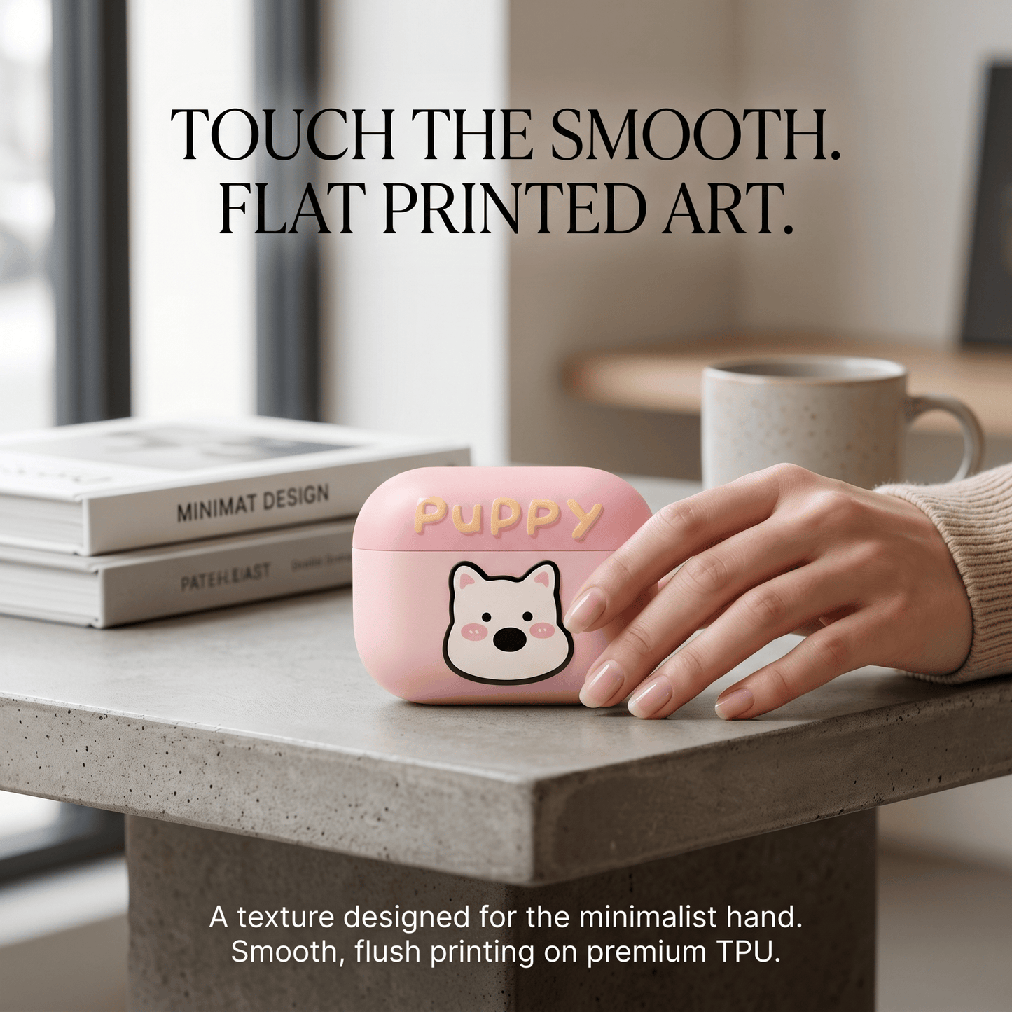 Cute Pink Puppy AirPods Case with Detachable Beaded Wrist Strap product image
