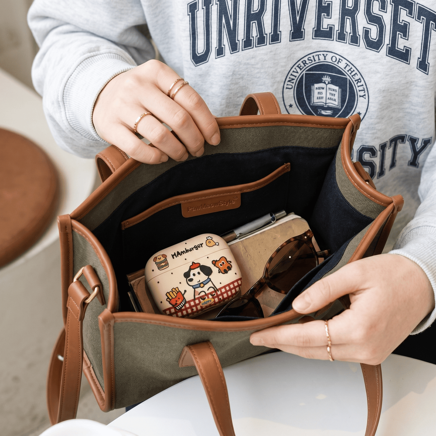 Hamburger Puppy AirPods Case with Colorful Keychain Charm product image