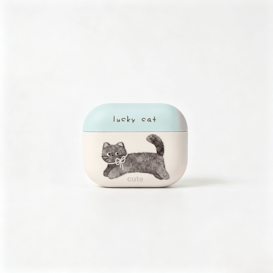 Lucky Cat AirPods Case with Beaded Wrist Strap product image